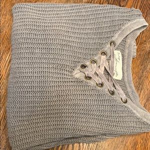 Vintage Havana Gray Lace up Sweater